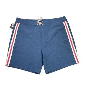 Faherty Retro Surf Stripe 7” Boardshort Blue Red Stripe- Mens 40- NWT MSRP $98